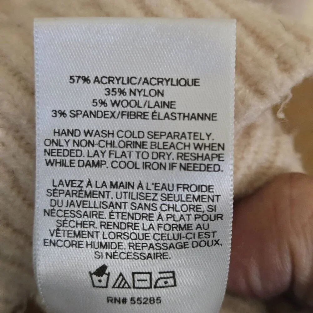 Express Blush Exaggerated Puff Sleeve Cable Knit Acrylic Wool Blend Sweater Size